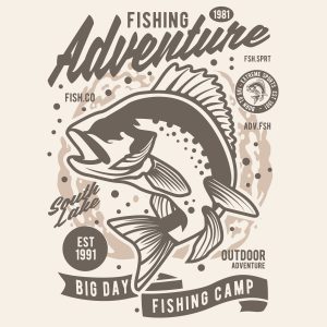 Download T-Shirt Mockup - T-shirt design - Fishing Adventure (EPS) Illustration